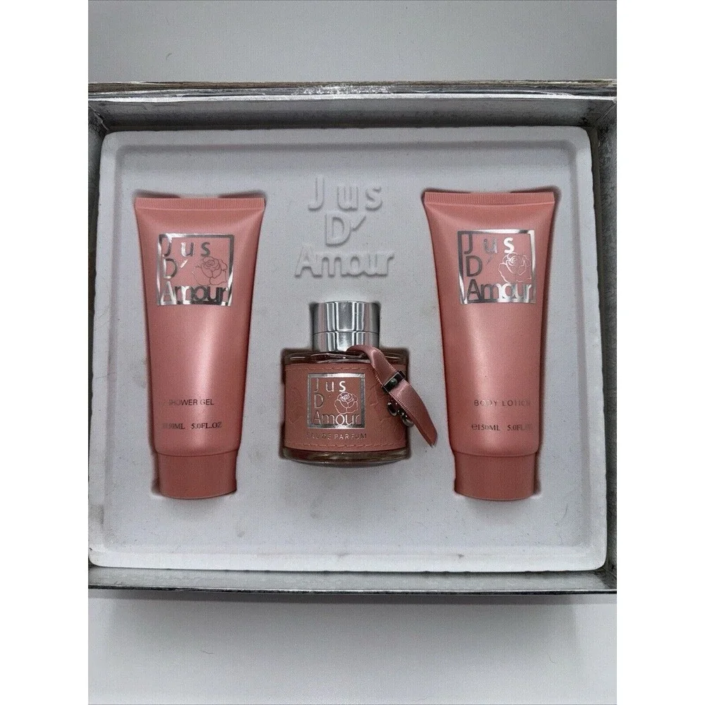 Jus D'Amour by Dumont Paris 3Pc Gift‎ Set EDP SPRAY, Body Lotion, Shower Gel NIB
